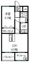 ロイヤルハイム(1LDK/2階)の間取り写真