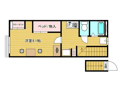 パレス港南(1K/2階)の間取り写真