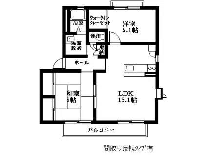 グランシードK A(2LDK/2階)の間取り写真