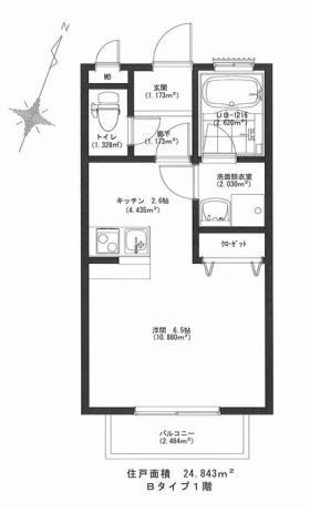 ビザージュ本厚木(ワンルーム/1階)の間取り写真
