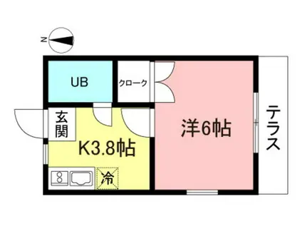 ハイツキーモーII(1K/1階)の間取り写真