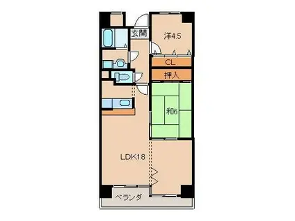 グリーンヒル波分(2LDK/6階)の間取り写真