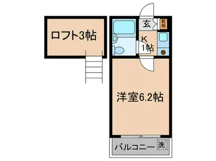 ハイム中原(1K/2階)の間取り写真