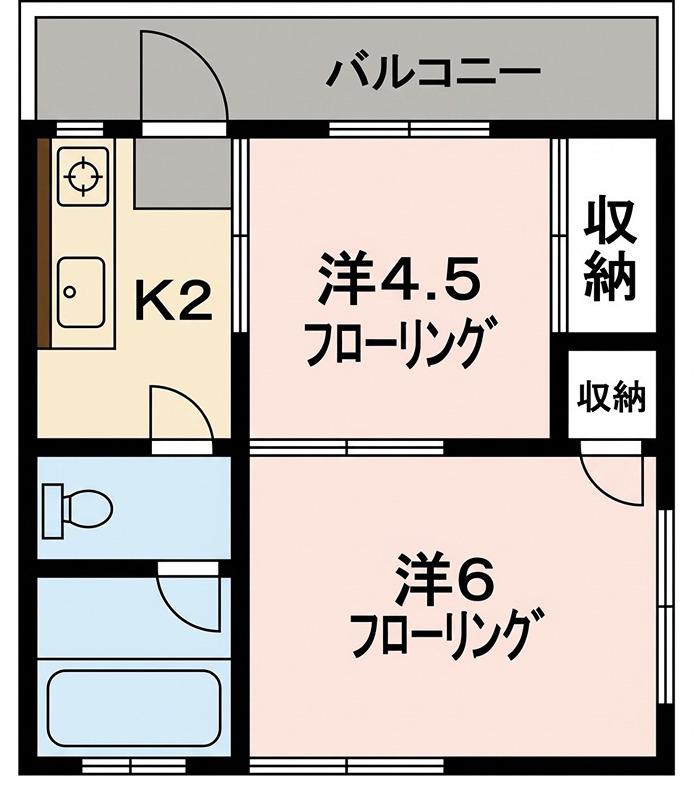 グリーンコーポA(2K/2階)の間取り写真