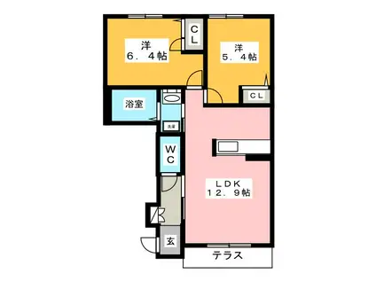 シャルマンハウス(2LDK/1階)の間取り写真