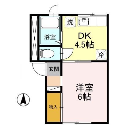 コーポやまびこ(1DK/2階)の間取り写真