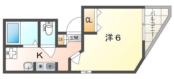 守口駅前敷島第二ビル(1K/6階)の間取り写真