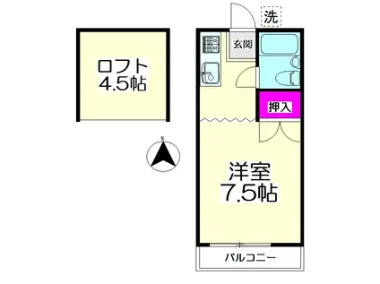 アティック二葉(ワンルーム/1階)の間取り写真