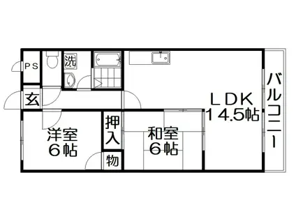 エスポワール交野(2LDK/5階)の間取り写真
