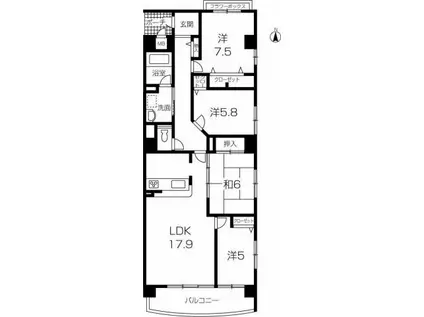 ウェンディーズ・コート新在家(4LDK/3階)の間取り写真