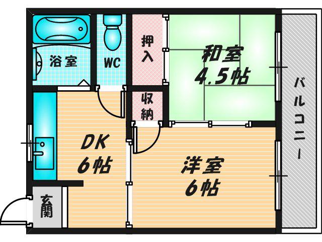 ロイヤル池田(2DK/2階)の間取り写真