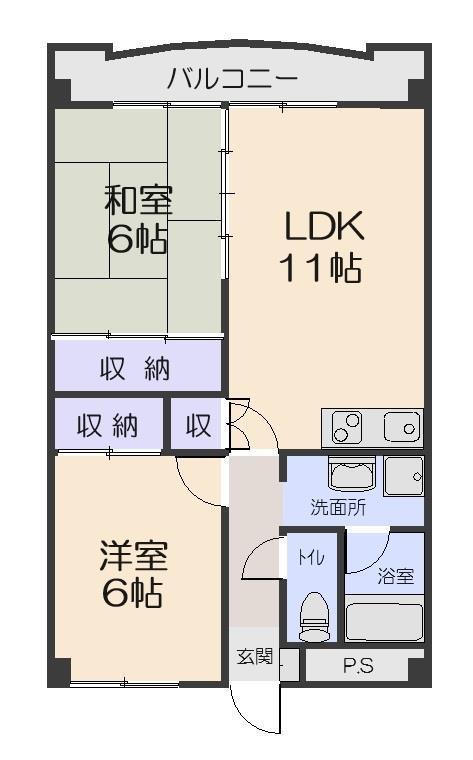 サンレックプラザ上徒士町(2LDK/7階)の間取り写真