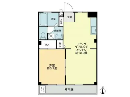 フォブール円座II(1LDK/1階)の間取り写真