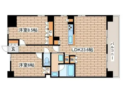 サンメゾン神戸新長田(2LDK/10階)の間取り写真