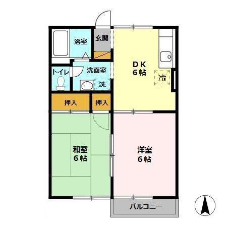 グランシャリオ(2DK/2階)の間取り写真