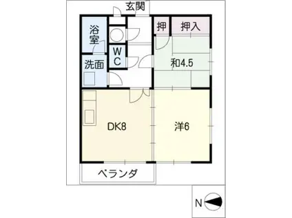 アーバンポイント鳴海(2DK/4階)の間取り写真