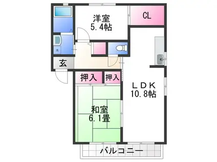 クインテット E(2LDK/1階)の間取り写真