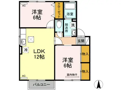 エトワール(2LDK/1階)の間取り写真