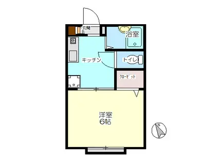 シャトレヒロB(1K/2階)の間取り写真