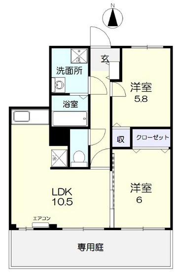 リーフミナン(2LDK/1階)の間取り写真