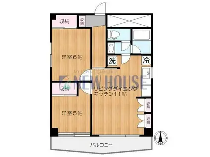 石黒ビル(2LDK/6階)の間取り写真