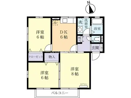 ロイヤルガーデンきぬの里 E棟(3DK/2階)の間取り写真