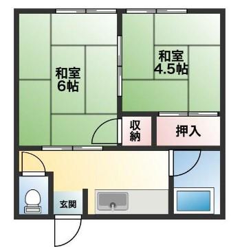 田中荘(2K/2階)の間取り写真