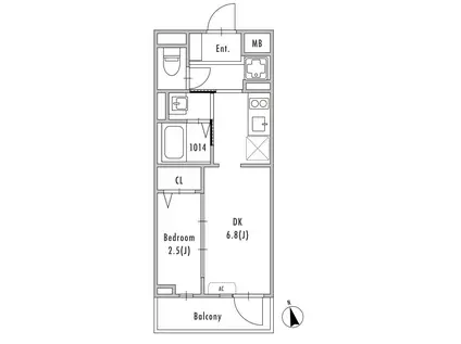 グランパセオ大森北(1DK/4階)の間取り写真