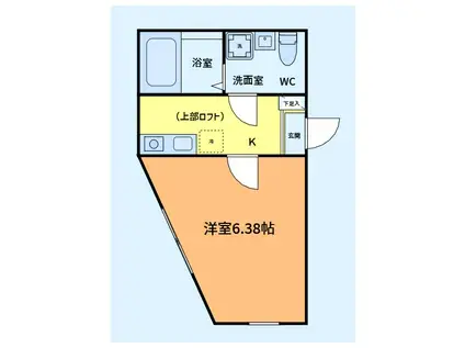 ハマハイツII(1K/2階)の間取り写真