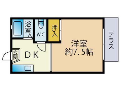 フレグランス諏訪野(1DK/2階)の間取り写真