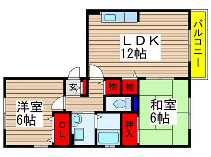 ノーブルヒル(2LDK/1階)の間取り写真