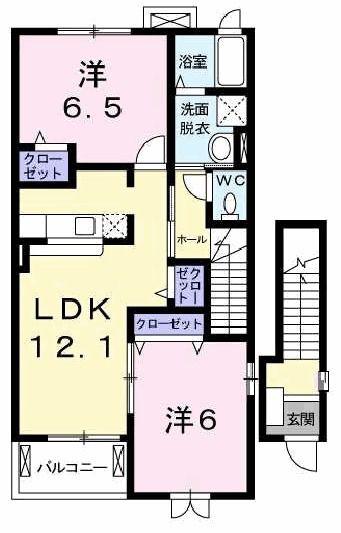 トレスプラティーノトレス(2LDK/2階)の間取り写真