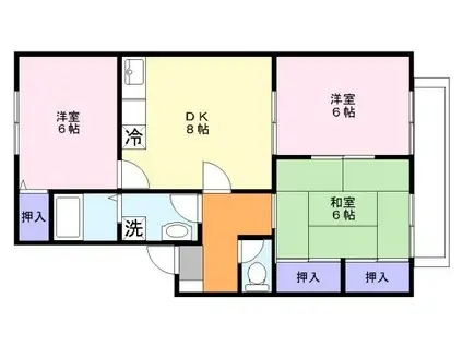 アミティやまと(3DK/1階)の間取り写真