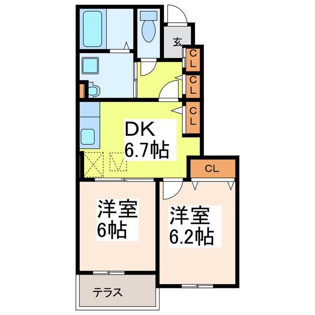 サンシャイン桜II(2DK/1階)の間取り写真