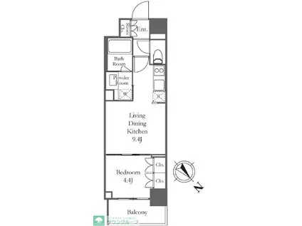 クレストコート日本橋浜町(1LDK/2階)の間取り写真