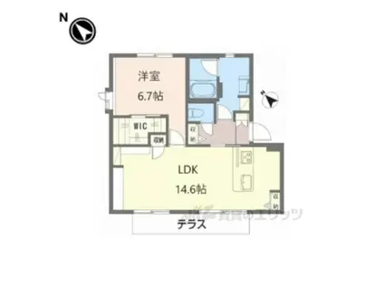 グリーンハイツ高塚B棟(1LDK/1階)の間取り写真