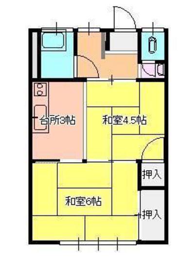 白馬荘(2K/1階)の間取り写真
