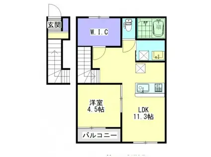 LIETO郡元 A棟(1LDK/2階)の間取り写真