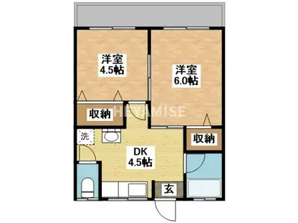 あいかわアパート(2DK/2階)の間取り写真