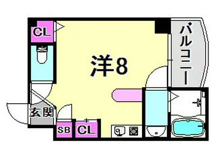 ディーシモンズ(ワンルーム/2階)の間取り写真