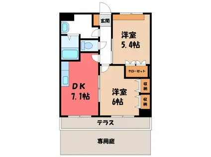 HAPPINESS(2DK/1階)の間取り写真