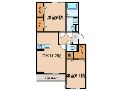 ルヴィータ森末(2LDK/2階)の間取り写真