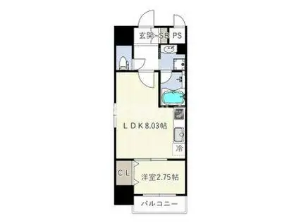 FORTUNEY江坂I(1LDK/2階)の間取り写真