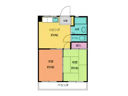 コーポ花菊(2DK/3階)の間取り写真