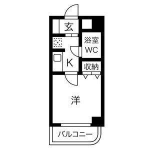 ブリッヂガーデンNAGONO(1K/6階)の間取り写真