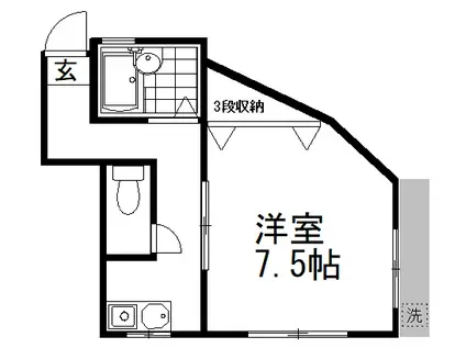 エルムハイツ(1K/1階)の間取り写真