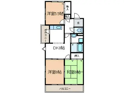 CAESAR PARK I(3DK/1階)の間取り写真