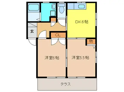 パティオサングリア(2DK/1階)の間取り写真