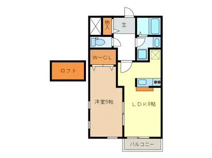 HEARTLAND中山(1LDK/2階)の間取り写真