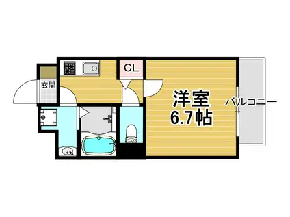 エクスクルーシブレジデンス西九条(1K/8階)の間取り写真